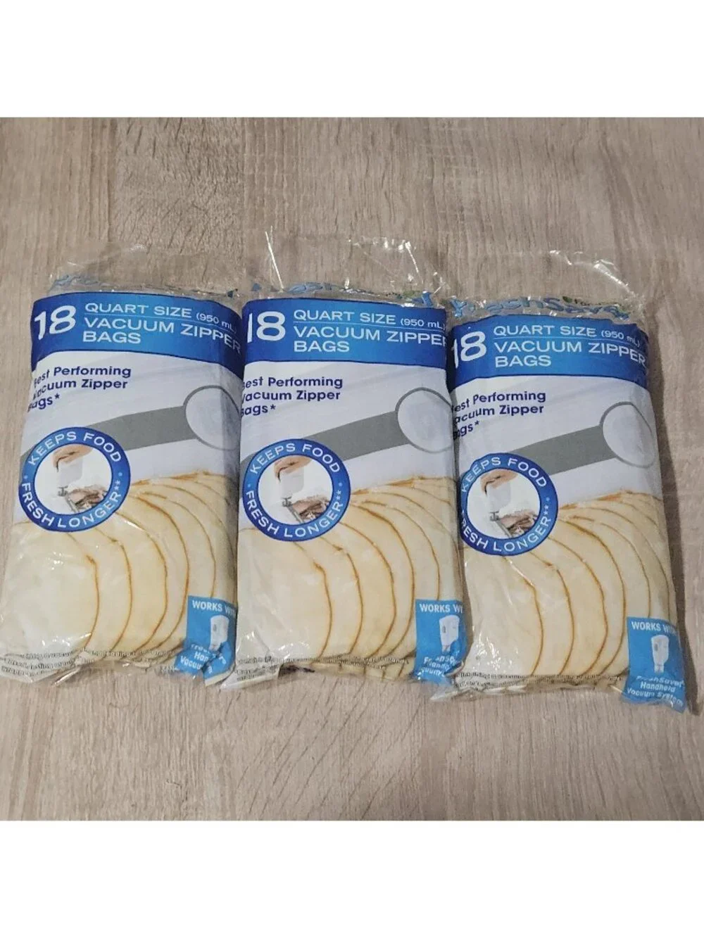 FoodSaver 1 Quart Vacuum Zipper Bags - 3 x 18 ct. Packs, 54 Total Bags New!